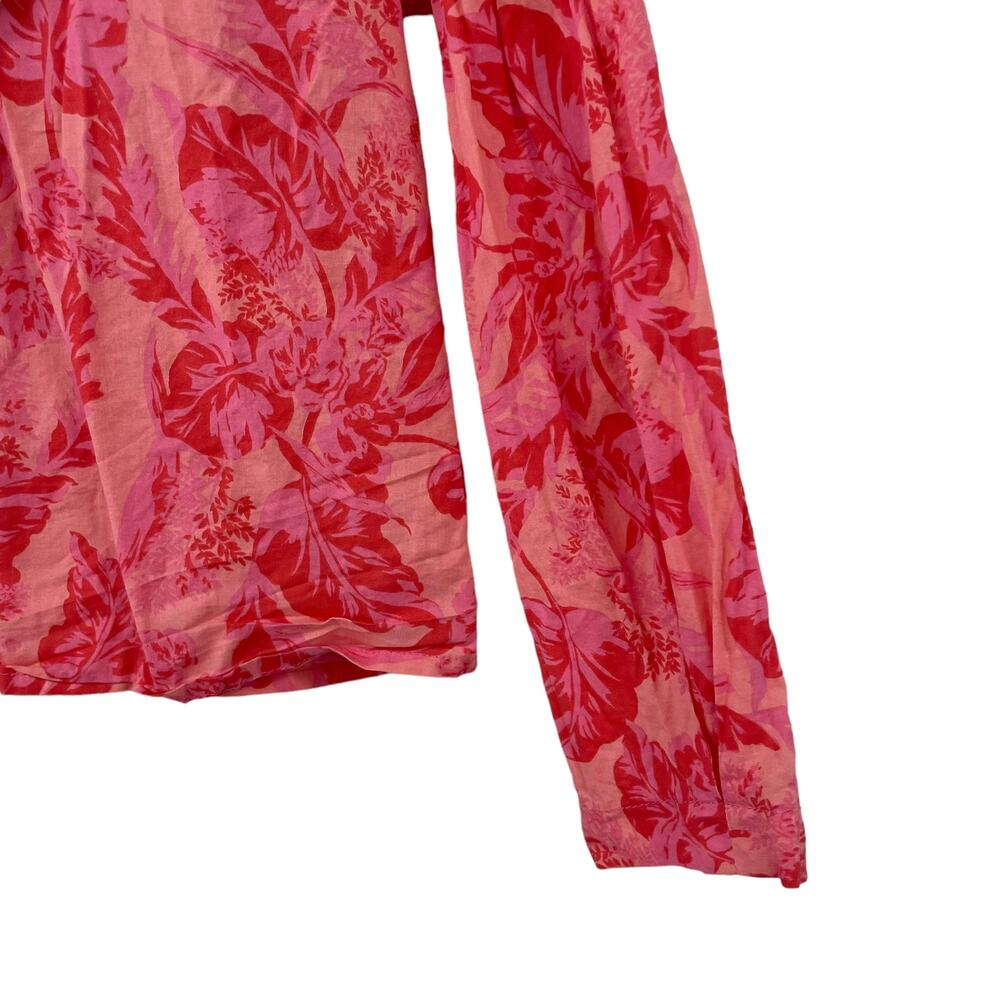 Olivaceous Ruffle Button Front Long Sleeve Red Pi… - image 3